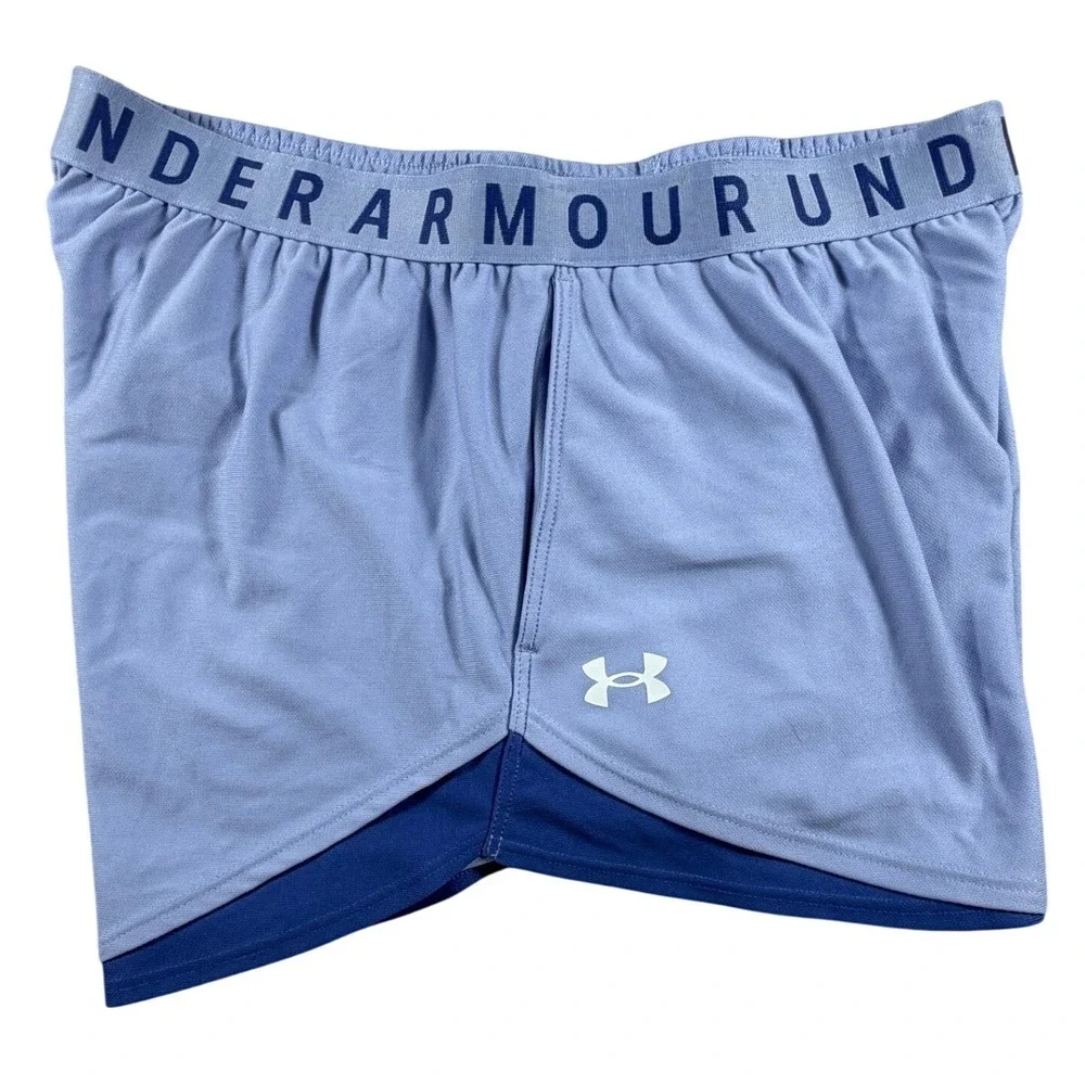 Under Armour Play Up 3.0 Shorts Womens Large Purple Blue Athletic Running